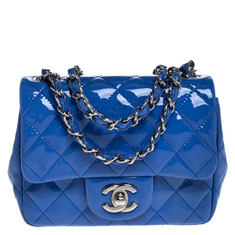 blue patent leather chanel mini bag|chanel bag leather types.